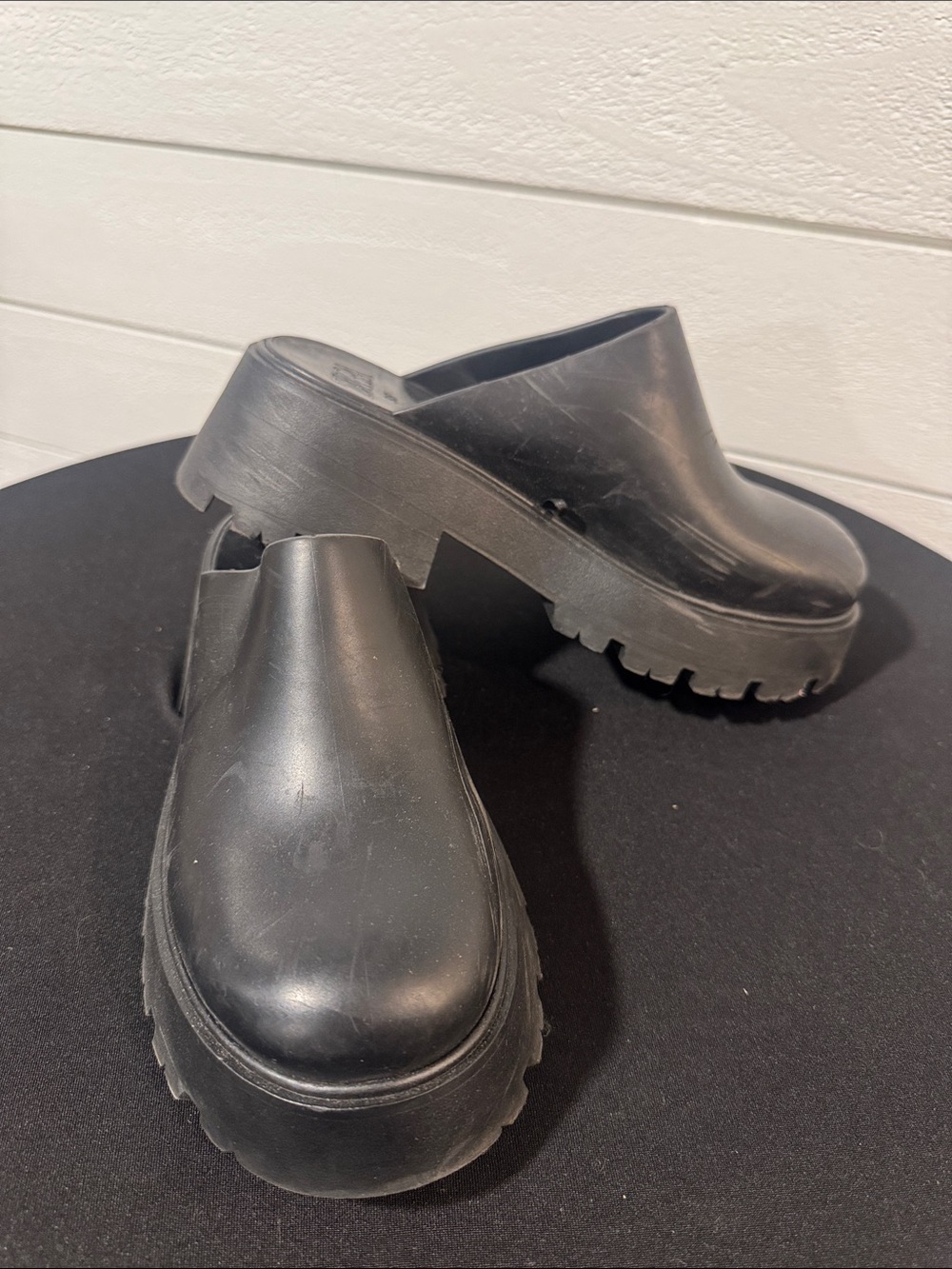 ZARA Black Platform Rubber Clog Mules - Comfortable Women's Slip-On Shoes- 36